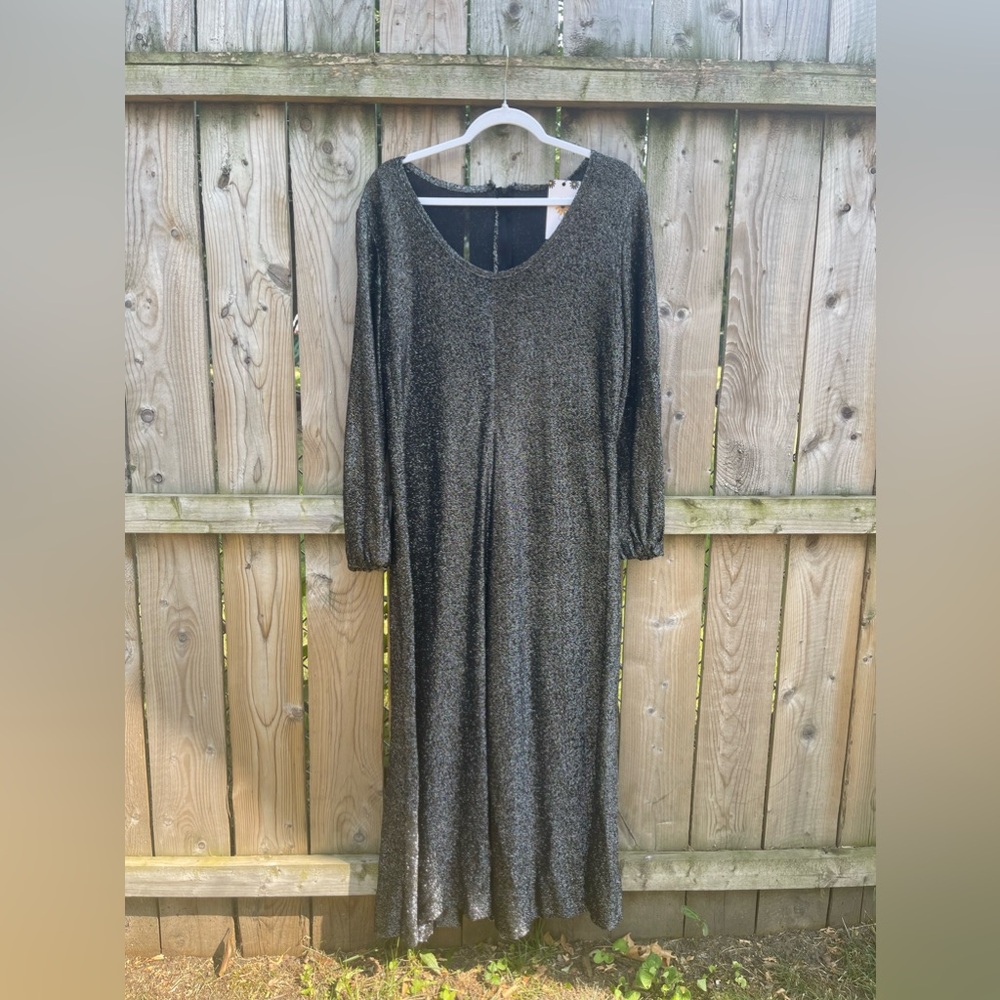 1970s black and lurex maxi